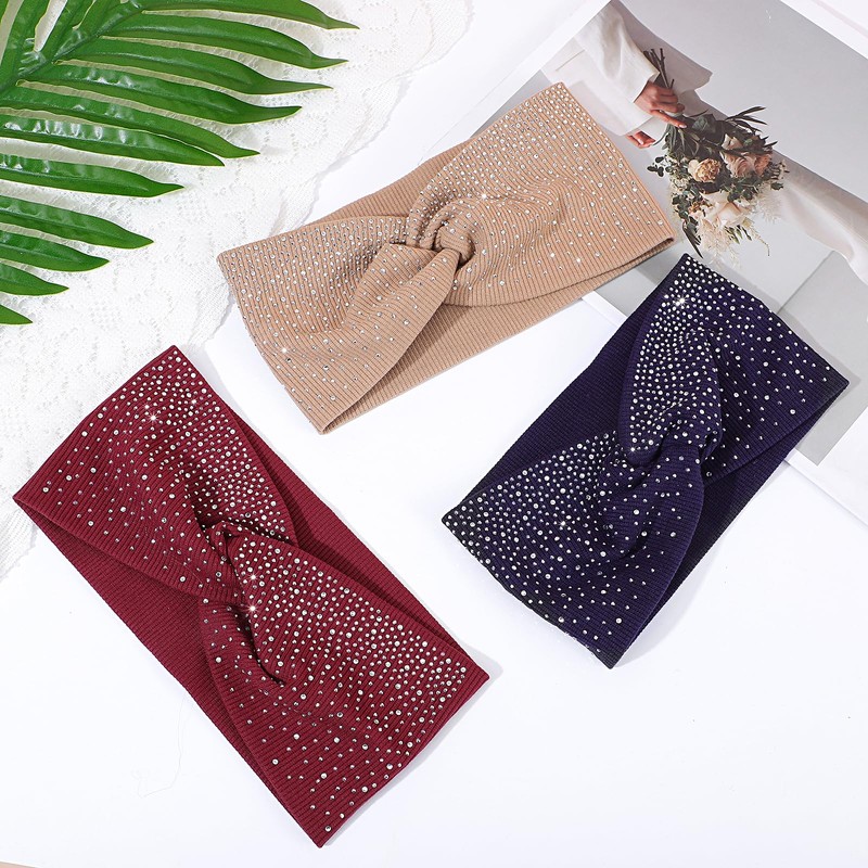 Rhinestone Wide Headbands for Women, 3 Pcs