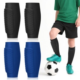 Omtofo 2 Pairs of Children's Football Shin Pads - Breathable & Non-Slip Shin Pads Football Men | Designed for Adolescent Football Players