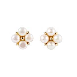 Elegant Freshwater Pearl Earrings in Cotton Design, 14K Gold Plated, 925 Silver Needles, Ideal for 18-25 Year Old Women, Perfect for Prom, Party, Birthday Party, Gift Box, Pearl Copper alloy, K gold
