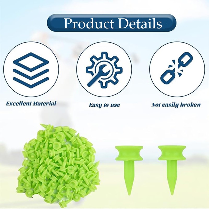 DILUSILK Golf Tees Plastic, 100 PCS 21MM Small Green Golf