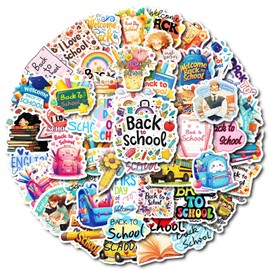 50Pcs Back to School Stickers for Students, Encouragement Back-to-School Sticker Educate Stickers Student Return to Decal for Water Bottles Journaling College Bag Laptop Scrapbook Pencil Case