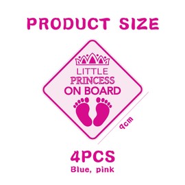 4 Pieces of Car Baby Stickers, Color Reflective Stickers, Waterproof Body Stickers, Cartoon Warning Stickers.