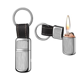Fralwo Mini Keychain Lighter EDC Peanut Lighter, Vintage Trench Lighter, Waterproof Outdoor Survival Lighter Fluid Refillable Metal Lighter (Sliver)