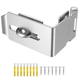 Anobeyi Door Hasp Latch, 90 Degree Padlock Hasp Lock, 304 Stainless Steel Security File Cabinet Lock for Padlock, Right Angle Hasp Latch Lock for Shed, Box, Cupboard, Mailbox, Drawer (Silver-1pc)