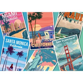 Trefl - Square Box - Journey Through The USA, 2000 Piece Jigsaw Puzzle 38"x27" Print, DIY Puzzle, Creative Fun, Classic Jigsaw for Adults and Children from 12 Years Old