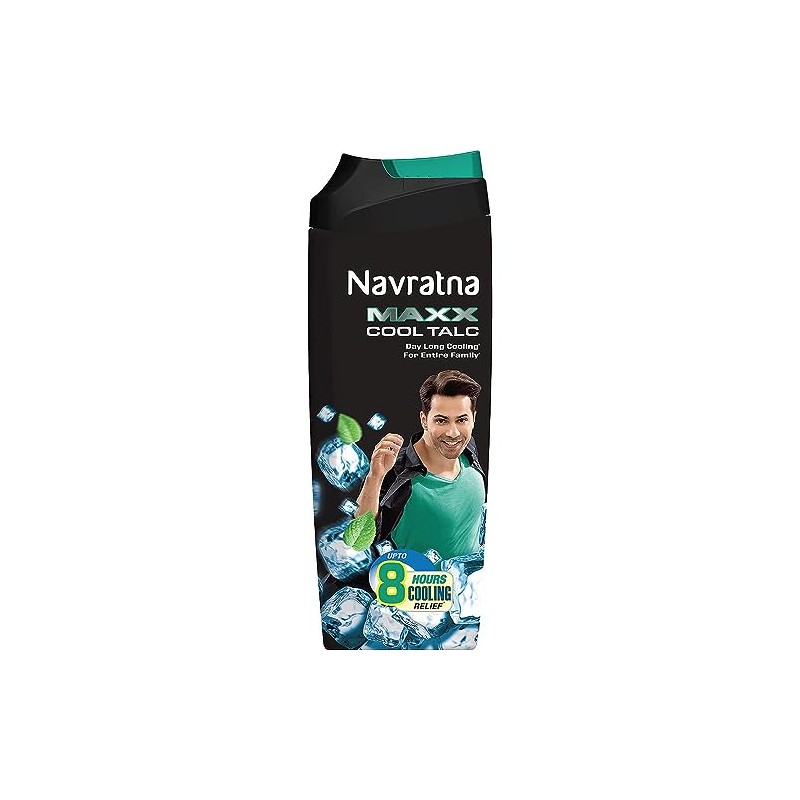 Navratna Talco Maxx Cool, Talco Corporal Refrescante para Absorber