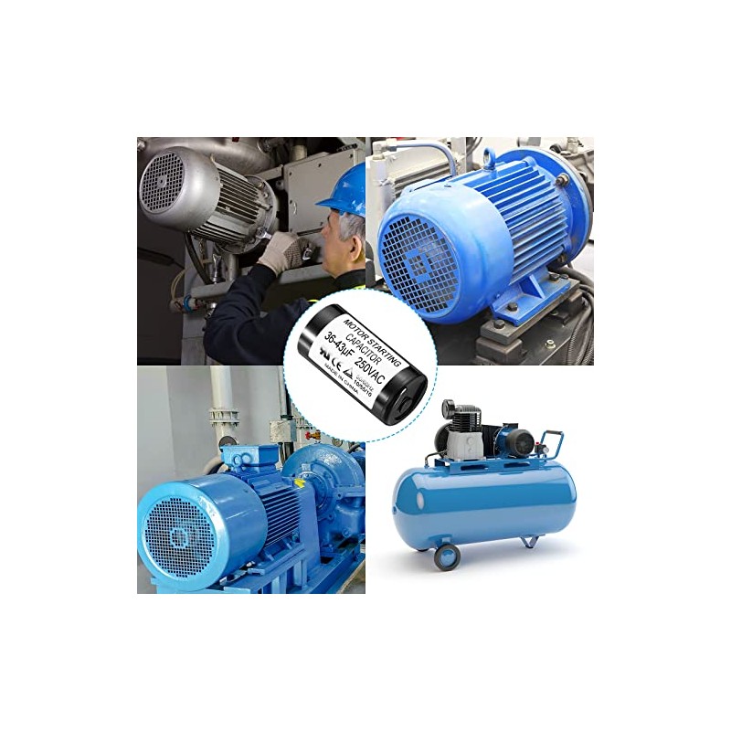 Patikil Condensador de arranque del motor, 36-43uF/Mfd 250V 50/60Hz CD60