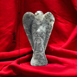 Dendritic Opal Angel Statue – Beautiful Gemstone Guardian Angel – Natural Crystal Angel – Hand-Carved Angel Charms for Protection, Love, Peace, and Positive Energy – Angel Figurines