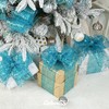 LIZLOVESS Teal Glitter Mesh Wired Ribbon 4" X 10 Yards