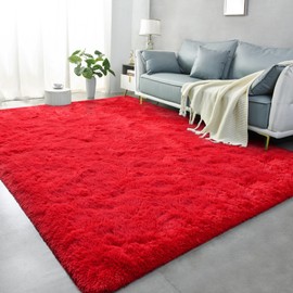 Lascpt Super Soft Shag Area Rug for Living Room, 5x8 ft Red Rug for Girls Bedroom, Modern Plush Throw Rug for Kids Room, Fuzzy Floor Carpet for Indoor Dorms Office Nursery Women Boys Home Decor