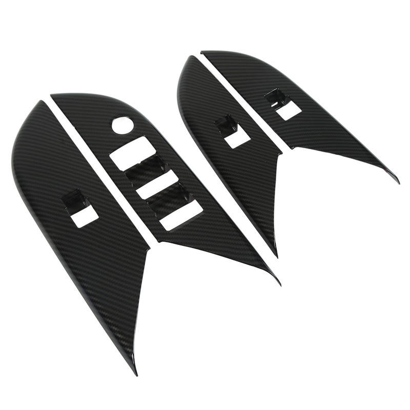 4 Pcs Door Window Control Panel Cover Carbon Fiber Style