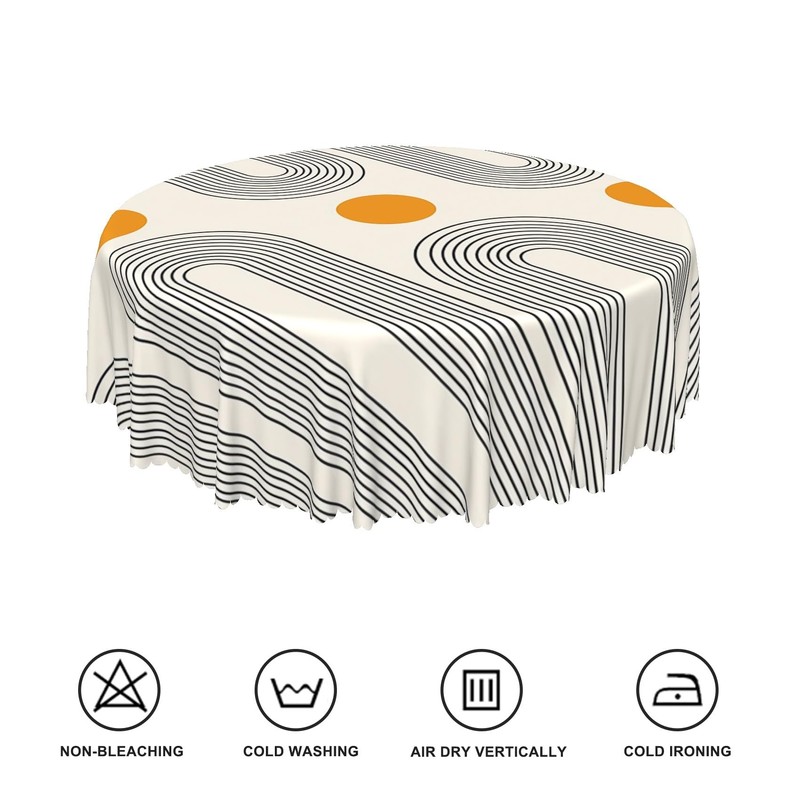 TTQYFNM Boho Mid Century Round Tablecloth 70 Inch Minimalist Abstract