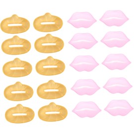 Mascarilla Labial de Colágeno 20 Piezas, Varios Estilos Almohadillas Hidratantes para Labios, Uso Diario y Cuidado Labial, Colores Amarillo y Rosa Estilo Aleatorio