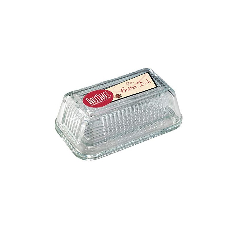 Tablecraft Ribbed Glass Butter Dish