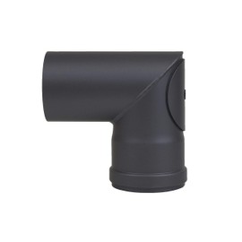 LANZZAS Pellet Pipe Pointed Arch 90° with Cleaning Closure, Diameter DN Diameter 80 mm, in Black, Pellet Bow, Stove Pipe Bend, for Pellet Stoves