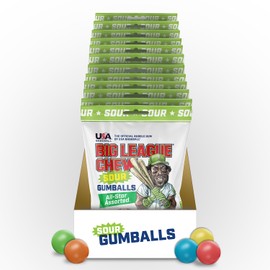 New! Big League Chew Sour Gumballs Pack of 12 Bags (3oz Each)