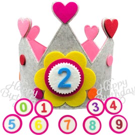 BOYATONG XL Birthday Crown for Children, Birthday Crown for Girls, Birthday Crown, Birthday Crown for Girls Boys with Interchangeable Numbers from 0-9