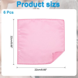 PATIKIL Men's Pocket Squares Hankie 6 Pack Satin Solid Suits Handkerchiefs Bulk Set for Bride Wedding Party Measures 8.6" x 8.6", Light Pink