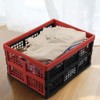 Hespapa 35 Quart Folding Crates, Red Plastic Collapsible Storage Container