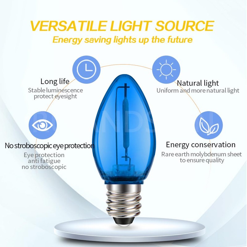 Ruiandsion E12 LED Bulb 110V Blue Screw Base for Display