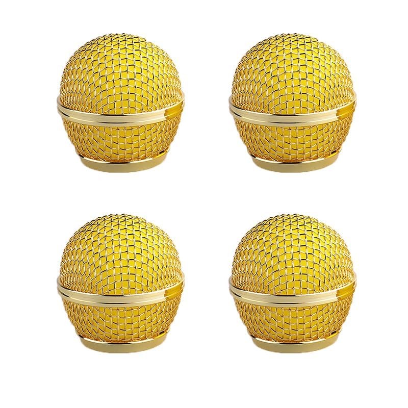 4 x Microphone Head Replacement, Steel Mesh Microphone Heads, Grid