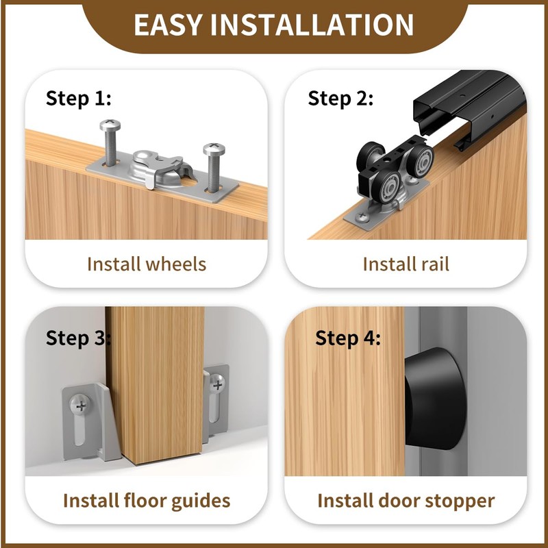 SongYung Pocket Door Hardware and Track Set, 72Inch Sliding Door