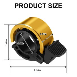 Ruayia Bicycle Bell, Bicycle Bell, Mountain Bike, Mini Bicycle Bell, Gravel Bike for MTB Mountain Bikes, Road Bikes - Gold