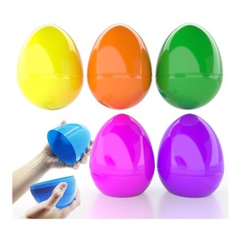 BUISAMG Giant Refillable Easter Eggs Colorful Bright Plastic Easter Eggs Great for Easter Eggs, Birthday Party Surprise Eggs, Easter Hunting, Assorted Colors, 6" Jumbo Refillable Eggs (6-Pack)