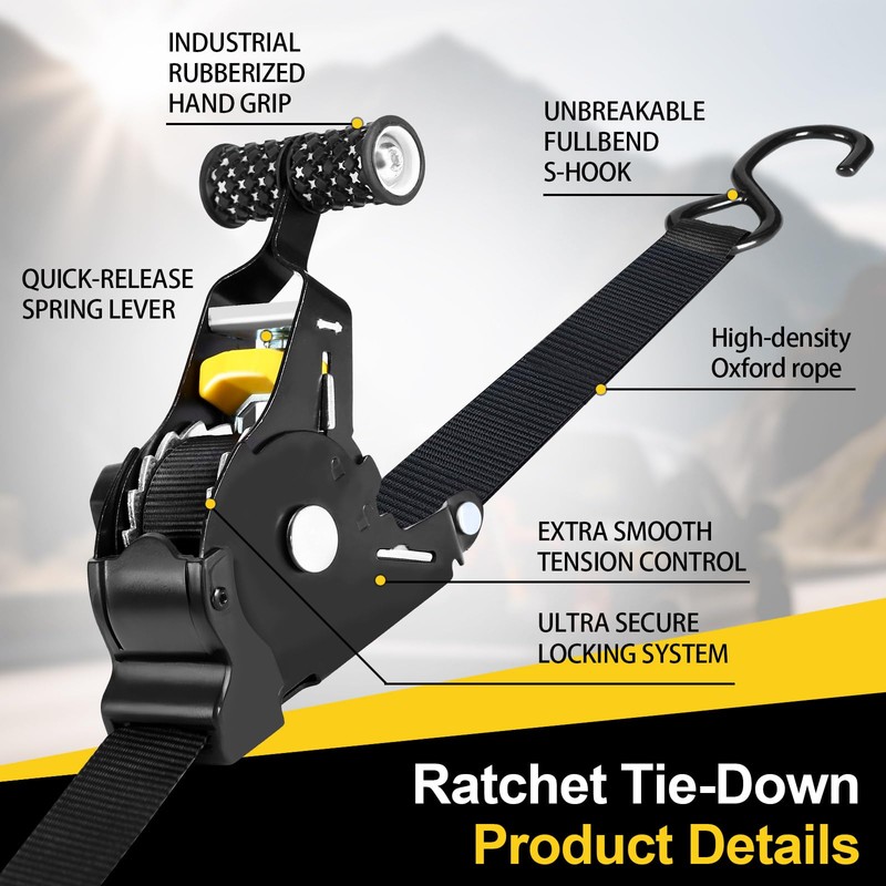 BCJCLTS Retractable Ratchet Straps,1" x 10' Heavy Duty Ratchet Straps