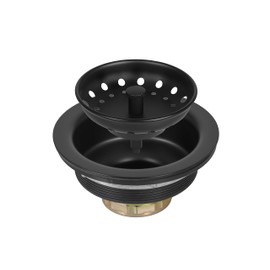 LXLOTUS 3-1/2 Inch Matte Black Kitchen Sink Drain Kit - Complete Black Kitchen Drain Assembly - Black Stainless Steel Strainer Basket Included - Fits 3.5" Standard Kitchen Sink