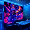 FENDROM Blacklight Astronaut Tapestry Hippie Eyes Tapestry UV Reactive Flowers