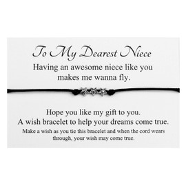 Lucor Niece Gifts,Niece Star Wish Bracelet,Awesome Niece,Niece Christmas Birthday Gifts,Gifts for Niece(Black)