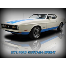 1972 Ford Mustang Sprint New Metal Sign: Original Look in Blue & White, LG. Size
