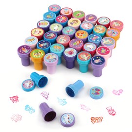 Auauraintt 36 Piece Children's Stamps, Multicoloured Stamp Set, Self-Inking Stamps for Children, Classroom Prizes, Party Gifts for Children, Gift Bag Filler, Birthday Gift