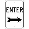 NMC TM78J Traffic Sign, Legend "ENTER" with Right Arrow, 12"