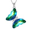 Aurora Tears Butterfly Heart Necklace Women 925 Sterling Silver Animal