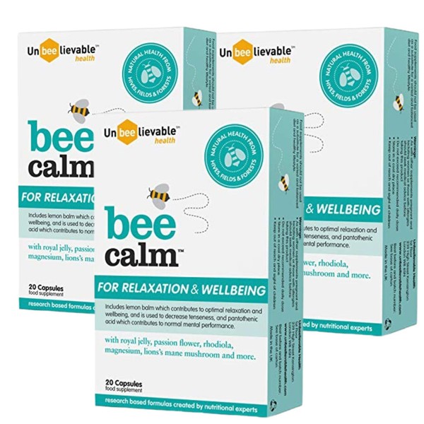 Unbeelievable Health Bee Calm Relaxation and Wellbeing Support - Created by Nutritional Experts – Help Increase Resistance to Stress – Plant Based & Gluten Free (3 Packs)