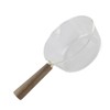 Glass Milk Pot with Wooden Handle V Shaped Spout Noodles
