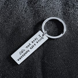 BESPMOSP Drive Safe Handsome I Love You Trucker Keychain Boyfriend Husband Dad Valentines Day Stocking Stuffer