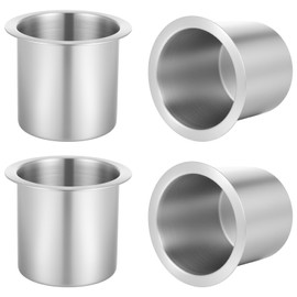4Pcs Drop-in Cups Holders,304 Stainless Steel Automotive Cup Holders,3.3inch Silver Poker Table Drink Holder Dining Table Cinema Sofa Yacht Boats Cars Touring RV Car Drop-in Drink Cup Holder