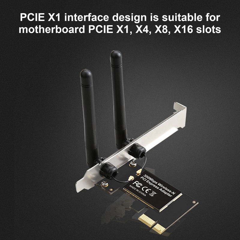 PCIe WIFI Card 11N Technology 2 Gain Antennas 802.11b/g/n 300Mbps