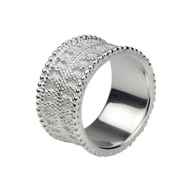 SILBERMOOS Ladies Ring Ornament Band Fine Polka Dot Shiny Sterling Silver 925, Sterling Silver, Not applicable