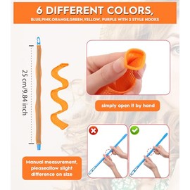 Rizador de cabello sin calor, 40 rizadores sin calor sin daños por calor, con 2 ganchos de peinado, para mujeres y niñas, pelo largo medio corto (4 co