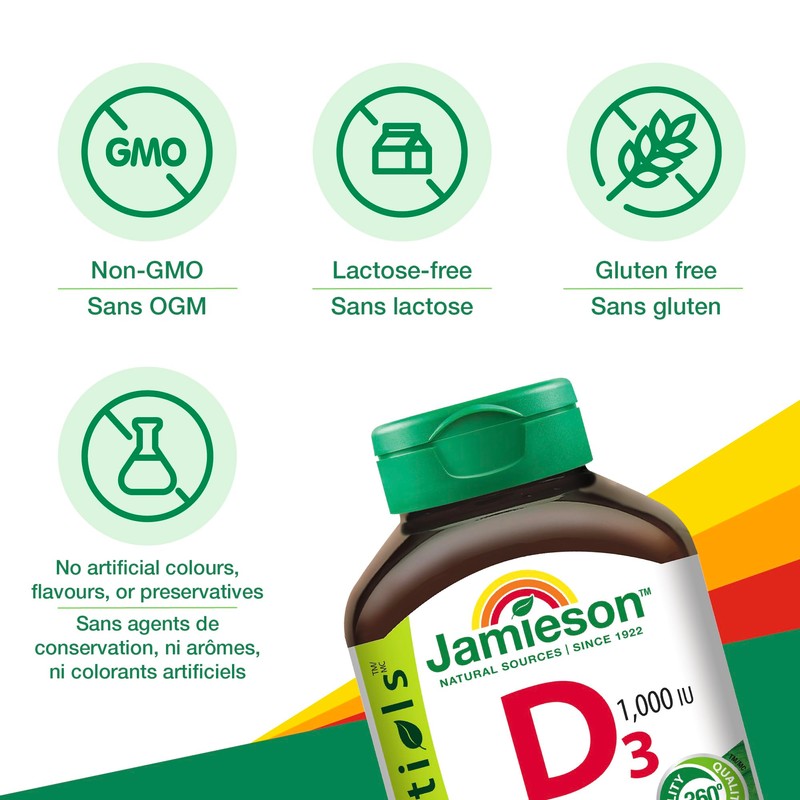 Vitamin D3 1,000 IU Bonus -240 tabs Brand: Jamieson Laboratories
