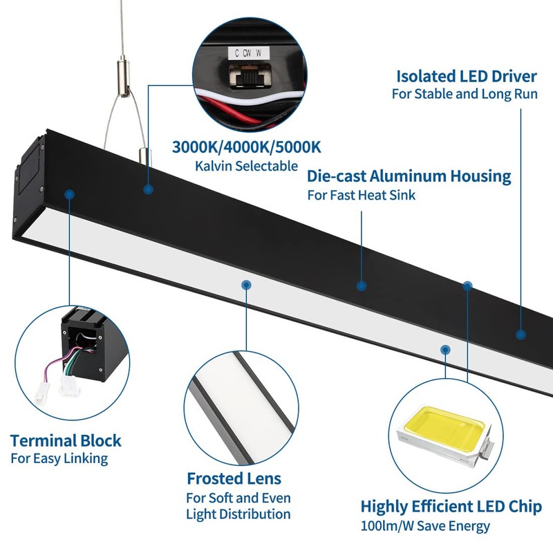 DAKASON 4FT Linkable LED Linear Light, 35W Down 15W Up