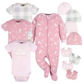 Gerber Baby Boys and Girls 12 Piece Layette Gift Set, Pink Bunny, 6-9 Months