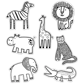 Schoolgirl Style Simply Safari 36 Piece Animals Bulletin Board Cutouts, Black and White Animals Bulletin Board Decorations, Safari Animal Cutouts, Simply Safari Classroom Décor and Playroom Décor