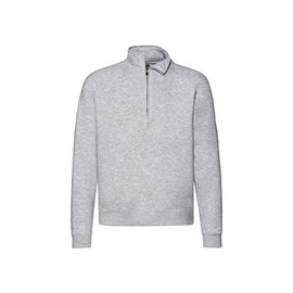Fruit of the Loom Men's Premium Zip Neck Sweat Sweater, Heather Grey, XL