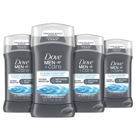 DOVE MEN + CARE Deodorant Stick for Men Clean Comfort 4 Count Aluminum Free 72-Hour Odor Protection Mens Deodorant with 1/4 Moisturizing Cream 3 oz (Pack of 4)