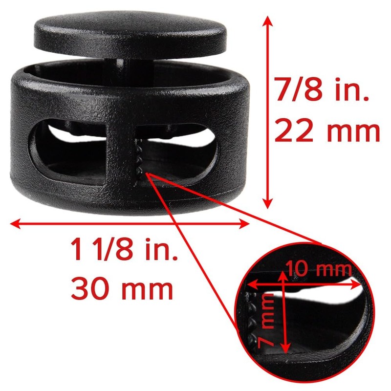 Paracord Planet Extra Large Spring-Loaded Plastic 2 Hole Cord Locks